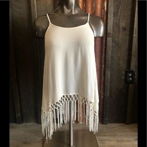 White Tassle Tank Top